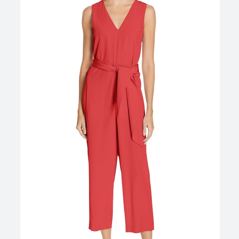 TIBI Red Silk Jumpsuit. Size 10